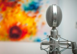 gray microphone in room